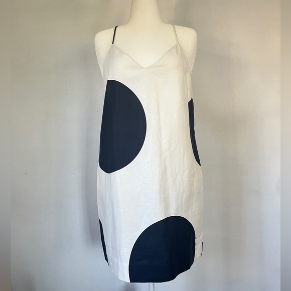 J. Crew Dresses & Skirts - J. Crew Carrie Shift Dress Large Polka Dot White Navy Dress Sleeveless Summer 12